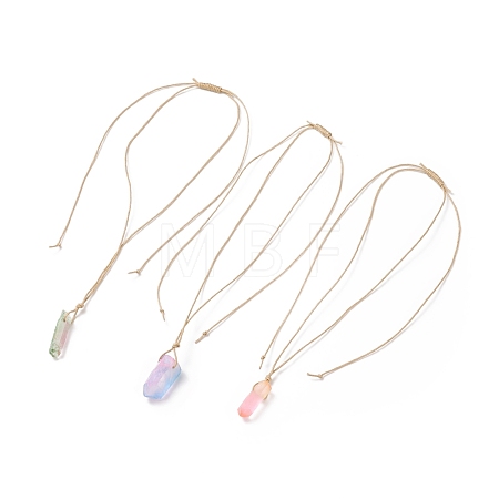 Natural Quartz Crystal Nugget Pendant Necklace NJEW-JN03940-1