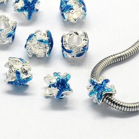Enamel Alloy European Beads PALLOY-S079-134B-1