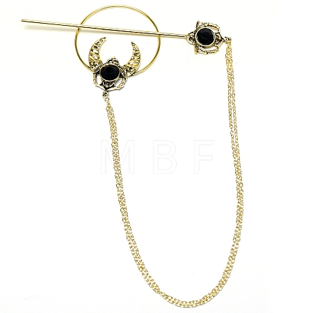 Crescent Moon with Bat Alloy Hair Sticks PW-WGC6AB6-01-1