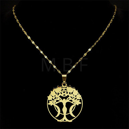 304 Stainless Steel Tree of Life Pendant Necklaces FS-WGEFFE7-05-1