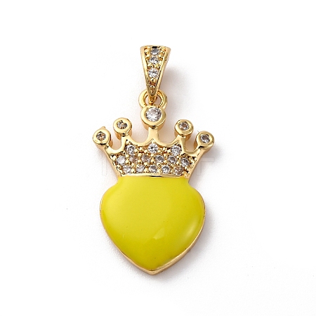 Brass Cubic Zirconia Pendants ZIRC-H122-01G-05-1