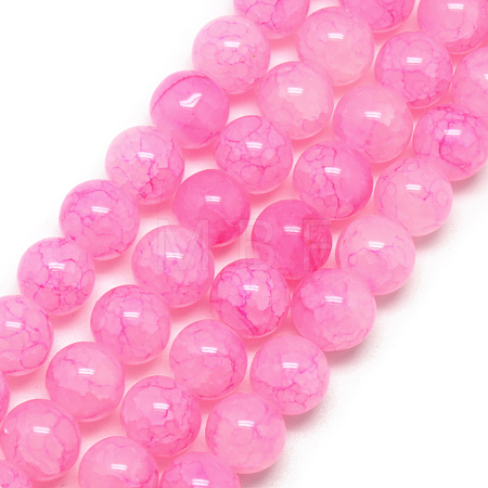 Baking Paint Crackle Glass Bead Strands DGLA-Q023-6mm-YS68-1
