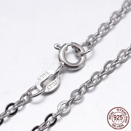 Anti-Tarnish Rhodium Plated Sterling Silver Cable Chains Necklaces X-NJEW-M157-25C-18-1