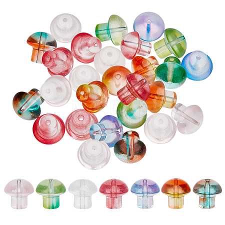 105Pcs 7Colors Transparent Glass Beads GLAA-ME0001-14-1
