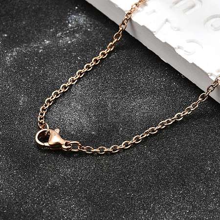 304 Stainless Steel Cable Chain Necklace Making X-STAS-P045-01RG-A-1