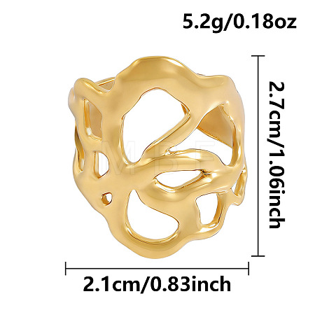 Irregular 304 Stainless Steel Open Cuff Rings AE2561-2-1