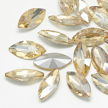 Pointed Back Glass Rhinestone Cabochons RGLA-T083-7x15mm-06-1