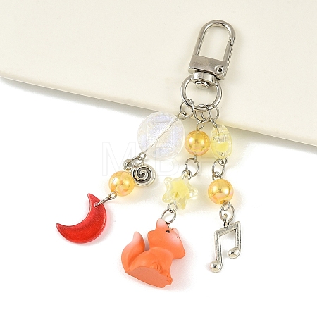 Alloy & Acrylic & Resin Pendant Decorations HJEW-YW00335-03-1