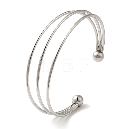 Non-Tarnish 304 Stainless Steel Open Cuff Bangles BJEW-Z071-04P-1