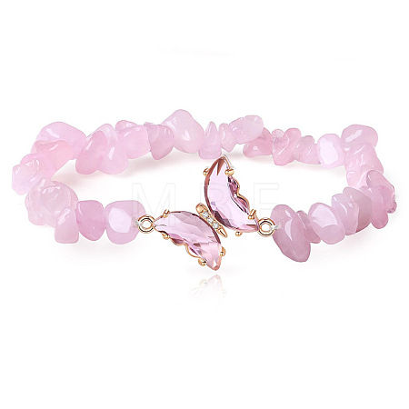 Fashionable Natural Rose Quartz Chips Beaded Bracelets LS-TI6720-3-1