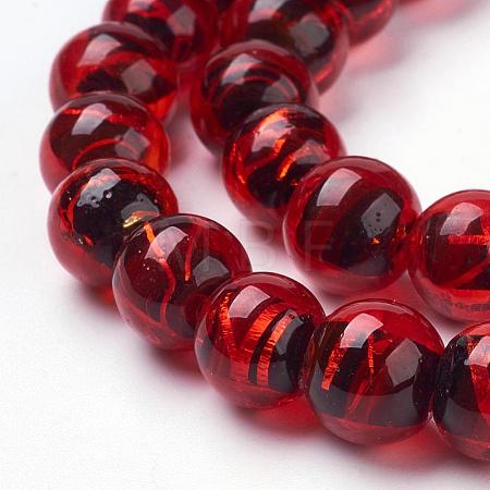 Handmade Silver Foil Lampwork Beads Strands FOIL-L016-C03-1