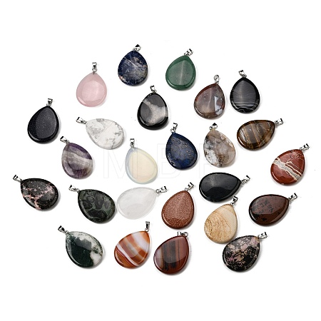 Natural & Synthetic Mixed Gemstone Pendants G-F820-14P-1