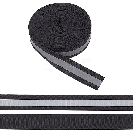 25 Yards Reflective Polyester Striped Ribbon DIY-WR0003-74A-1