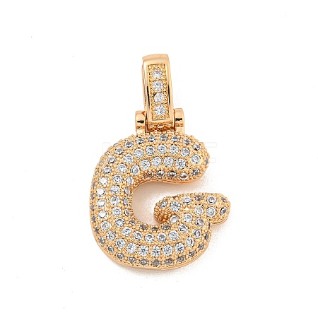 Brass Micro Pave Clear Cubic Zirconia Pendants KK-B099-01G-G-1