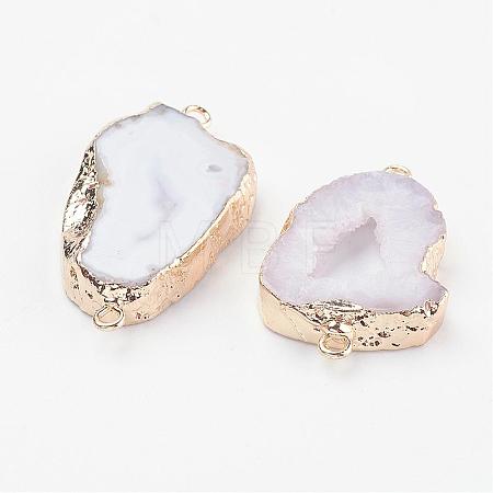 Electroplate Natural Druzy Geode Quartz Crystal Links connectors G-K189-04D-1