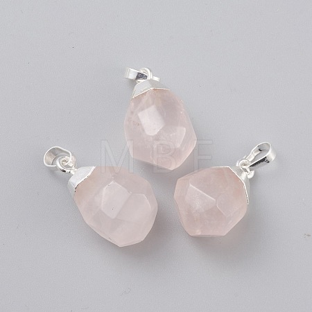 Natural Rose Quartz Pendants X-G-G845-07S-11-1