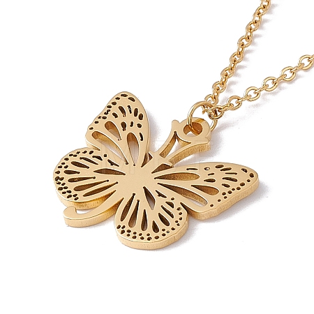 Initial Letter with Butterfly Pendant Necklace NJEW-C026-01G-J-1