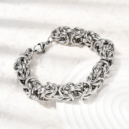 201 Stainless Steel Byzantine Chains Chain Bracelets for Women Men STAS-T077-18P-1