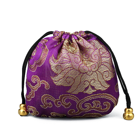 Chinese Style Stain Brocade Jewelry Packing Pouches PAAG-PW0001-161O-1-1