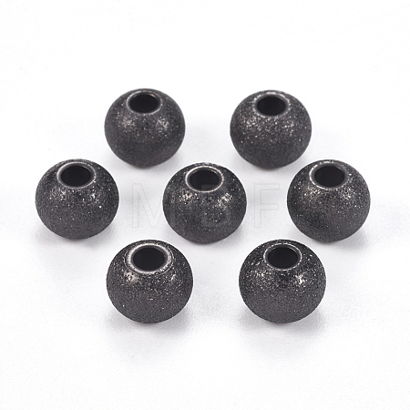 304 Stainless Steel Textured Beads Ion Plating(IP) STAS-I081-8mm-04B-1