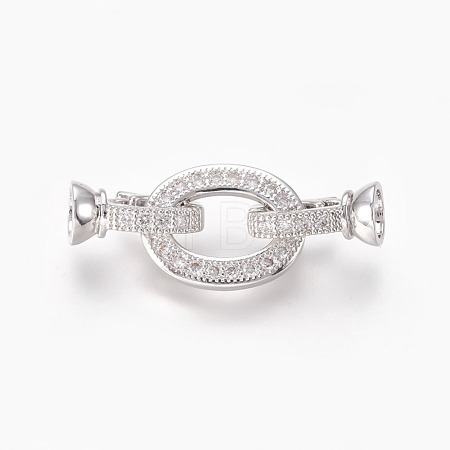 Brass Micro Pave Cubic Zirconia Fold Over Clasps KK-P164-18P-1