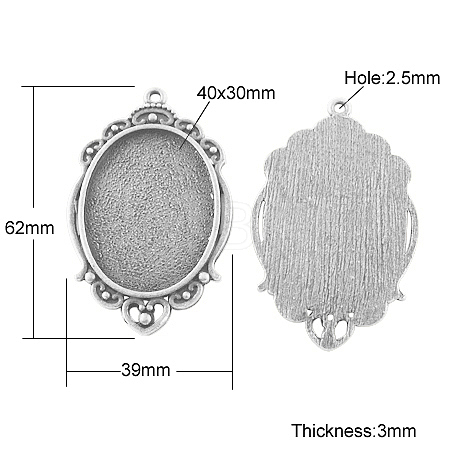 Tibetan Style Pendant Cabochon Settings X-TIBEP-A22962-AS-FF-1