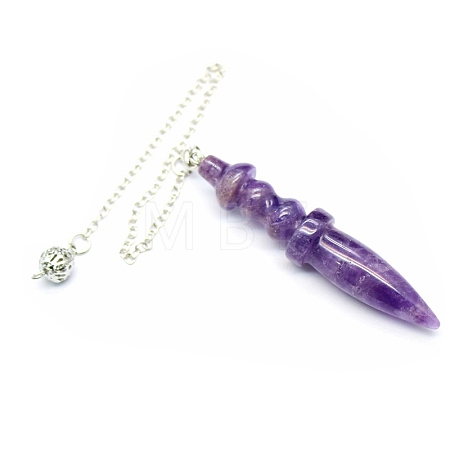 Natural Amethyst Dowsing Pendulum Big Pendants PW-WG71136-03-1