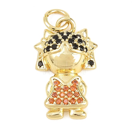 Brass Micro Pave Cubic Zirconia Pendants KK-D258-36G-02-1