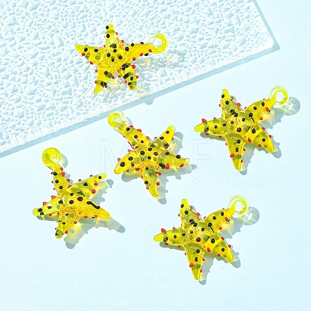 5Pcs Handmade Lampwork Pendants LAMP-YW0001-67E-1