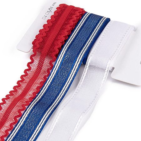9 Yards 3 Styles Independence Day Polyester & Polycotton Ribbons Sets SRIB-A015-02A-05-1