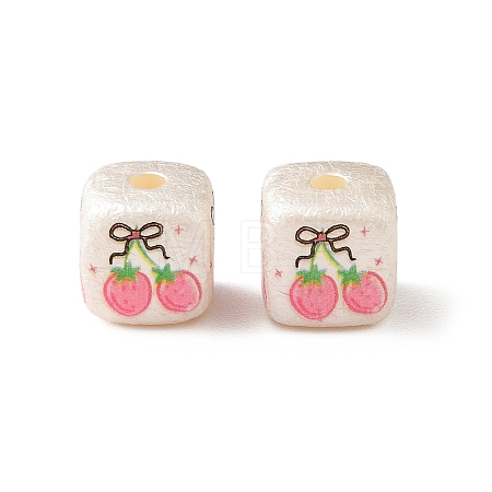 Printed Opaque Acrylic Beads OACR-B054-01H-1