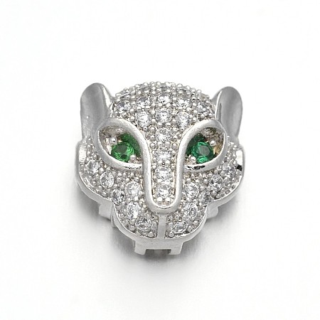 Rack Plating Brass Micro Pave Cubic Zirconia Leopard Hollow Beads ZIRC-I012-18P-RS-1