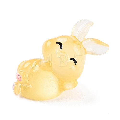 Luminous Resin Rabbit Ornament DJEW-R011-02F-1