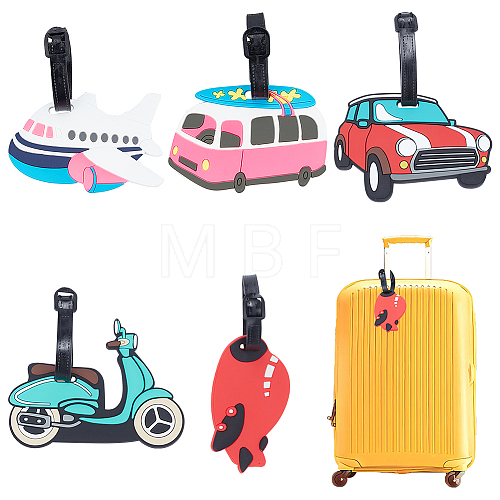 5Pcs 5 Style PVC Luggage Tag AJEW-BC0003-87-1