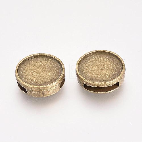 Tibetan Style Alloy Slide Charms Cabochon Settings PALLOY-Q341-04AB-FF-1