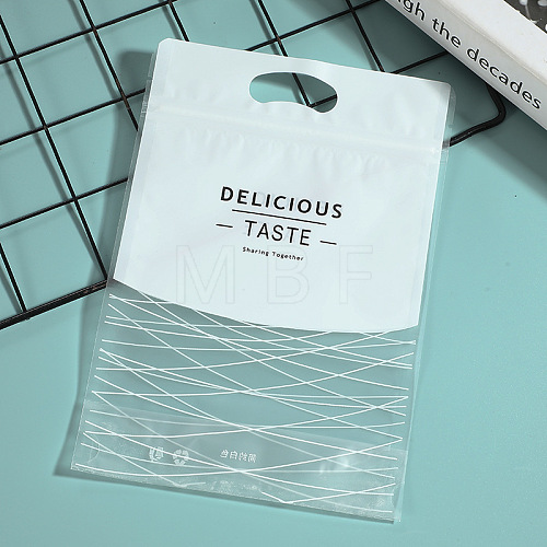 50Pcs Transparent Plastic Delicious Printed Cookies Zip Lock Bags PW-WG09E1A-10-1