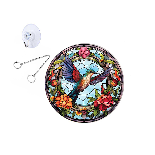 Flat Round Stained Acrylic Window Planel BIRD-PW0001-026C-1