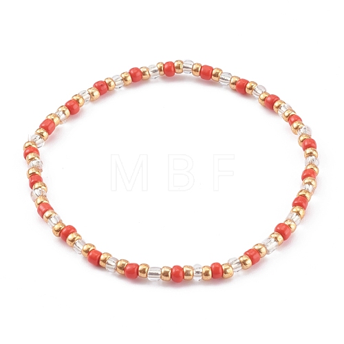 Round Opaque Colours Glass Seed Beads Stretch Bracelets BJEW-JB06010-02-1