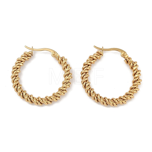 PVD Vacuum Plating 201 Stainless Steel Twist Hoop Earrings EJEW-I309-55B-G-1