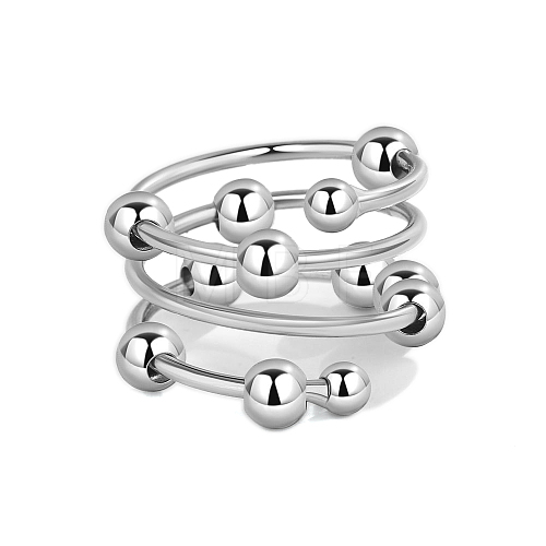 Round Ball Rotatable Wrap Cuff Rings for Women PW-WG5423E-01-1