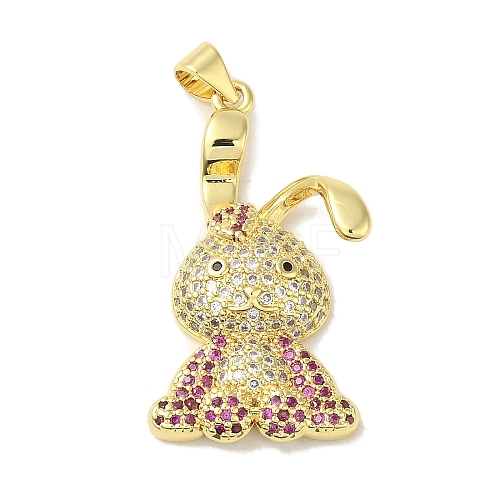 Rack Plating Brass Micro Pave Cubic Zirconia Pendants KK-P272-08G-1