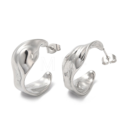 Non-Tarnish 304 Stainless Steel Irregular Twist Stud Earrings EJEW-B026-02P-1