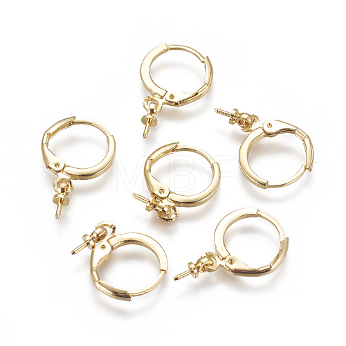 Brass Huggie Hoop Earring Findings KK-L177-37G-1