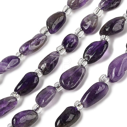 Natural Amethyst Beads Strands G-Q023-D01-01-1