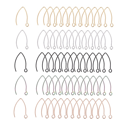 30Pcs 5 Color Ion Plating(IP) 304 Stainless Steel Earring Hooks STAS-ZZ0001-05-1