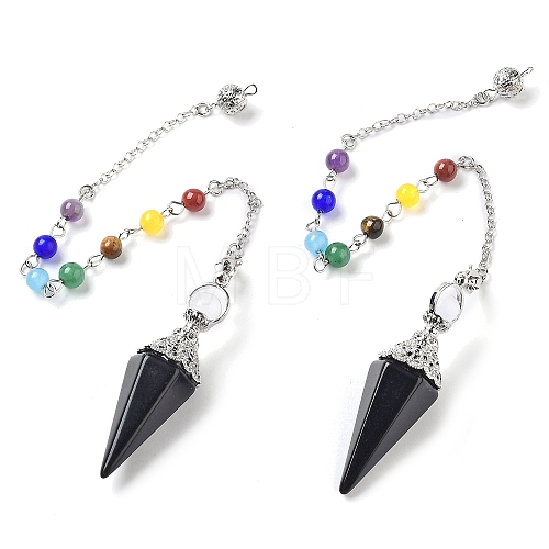 Natural Obsidian Hexagonal Pointed Dowsing Pendulums G-P552-05P-06-1