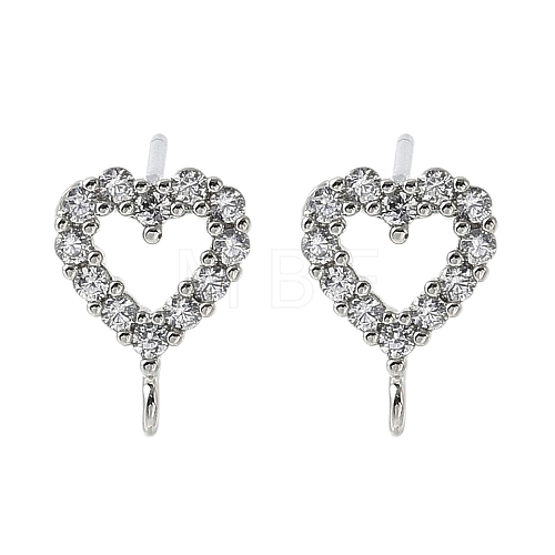 Brass Micro Cubic Zirconia Stud Earring Findings KK-S516-03P-1