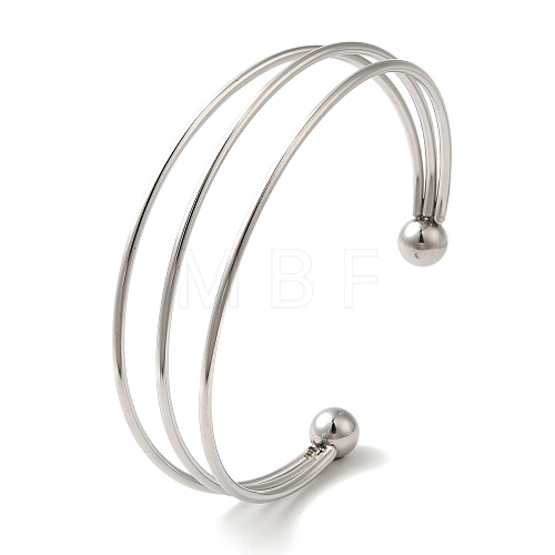 Non-Tarnish Ion Plating(IP) 304 Stainless Steel Open Cuff Bangles BJEW-Z071-04P-1