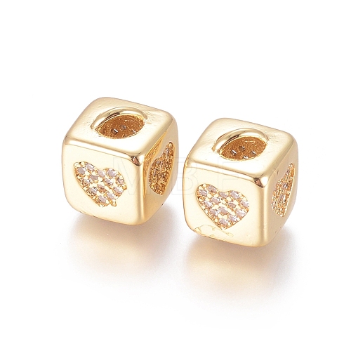 Brass Micro Pave Cubic Zirconia Beads ZIRC-G162-16G-04-1