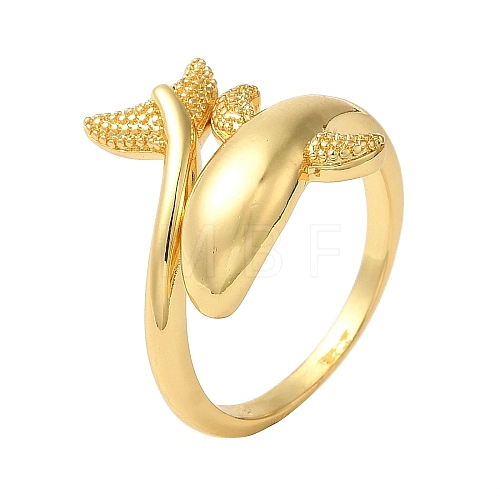 Rack Plating Brass Cuff Rings for Women RJEW-G325-04B-G-1